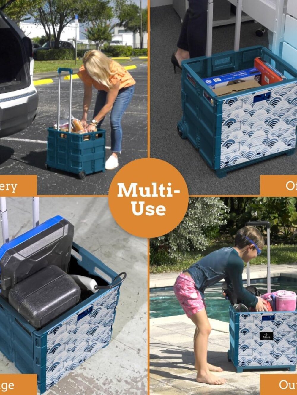 Ultra-Slim Rolling Collapsible Storage Pack-N-Roll Utility-carts, with Telescopi - Picture 7 of 9